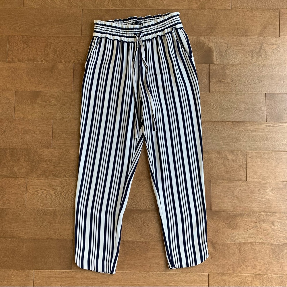 ZARA TRF Striped capris pants XS blue white
